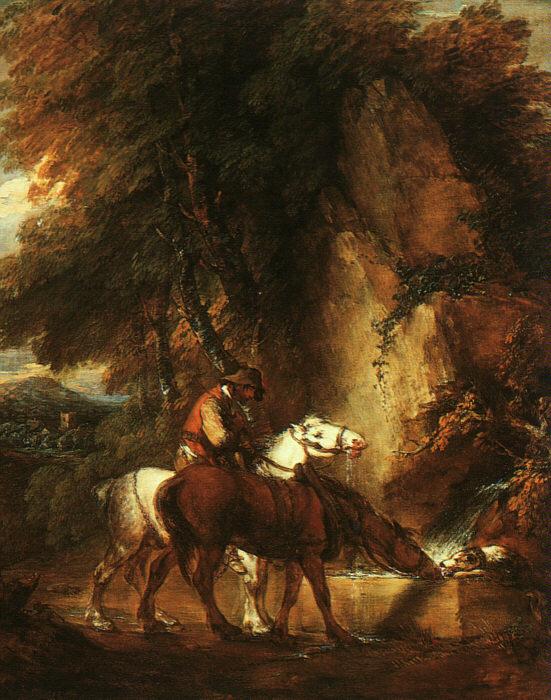 Thomas Gainsborough Wooded Landscape with Mounted Drover oil painting image